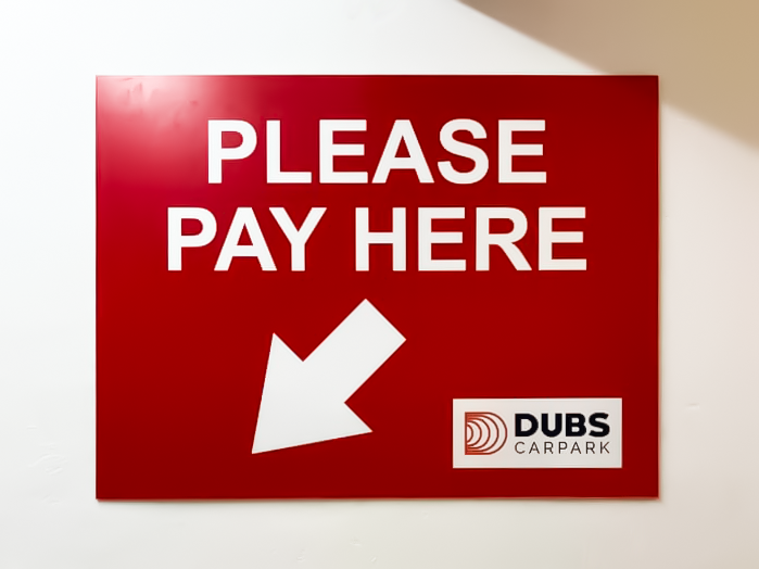DUBS Carpark Please Pay Here Signboard